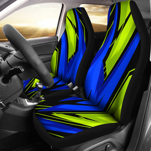 Racing Style Blue & Green Vibes Car Seat Covers