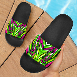 Racing Style Neon Green & Pink Vibes Slide Sandals