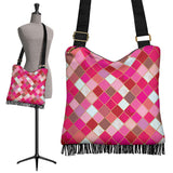 Pink Tiles Magical World Crossbody Boho Handbag