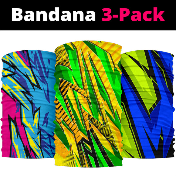 Racing Style Colorful 7 Bandana 3-Pack