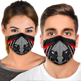 Racing Style Grey & Red Design Two Premium Protection Face Mask