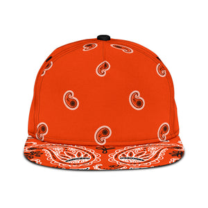 Luxury Royal Orange Bandana Style Paisley Design Snapback Hat