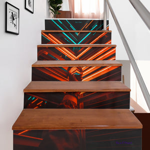 Futuristic Street Neon Vision Stair Stickers (Set of 6)