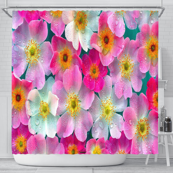 Flower Pink Power Shower Curtain
