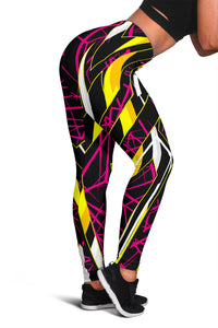 Racing Style Yellow & Dark Violet Vibes Women's Leggings