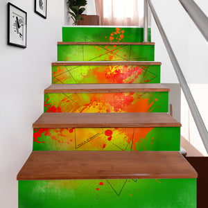 Great Neon Green Fresh Street Art Design Stair Stickers (Set of 6)