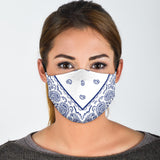 Luxury White and Blue Paisley Style Bandana Design Protection Face Mask