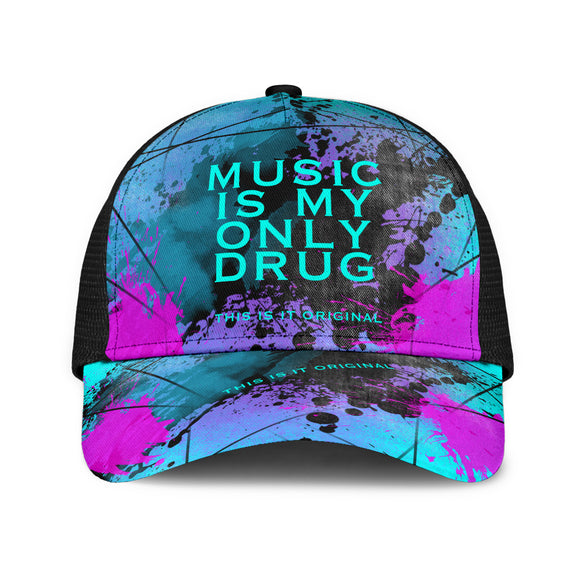 Music is my only drug. Street Art Design Mesh Back Cap