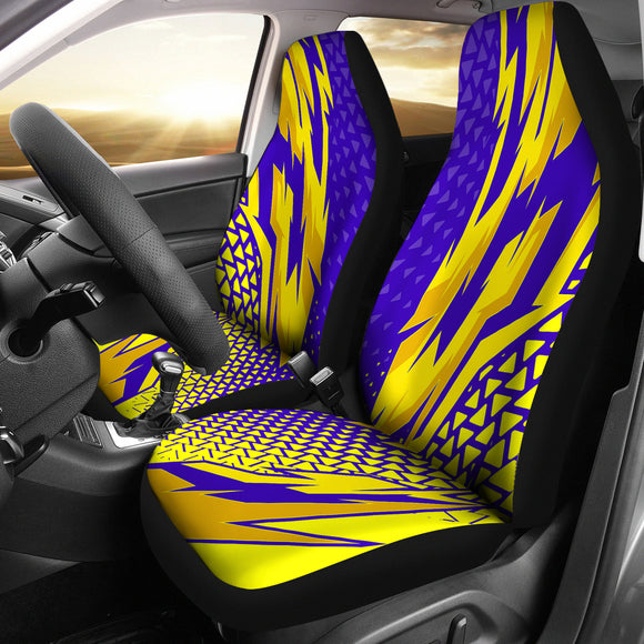Racing Style Yellow Splash & Purple Vibes Car Seat Covers