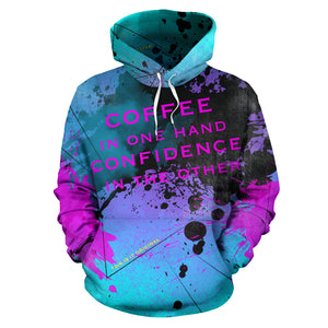 Coffee In One Hand Confidence In The Other. Street Wear Special Design Blue and Purple Style
