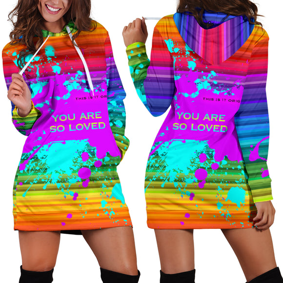 Rainbow Luxury design Women's Hoodie Dress - Long Sweatshirt - You are so loved