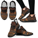 Brown Ethnic Ornament Mesh Knit Sneakers
