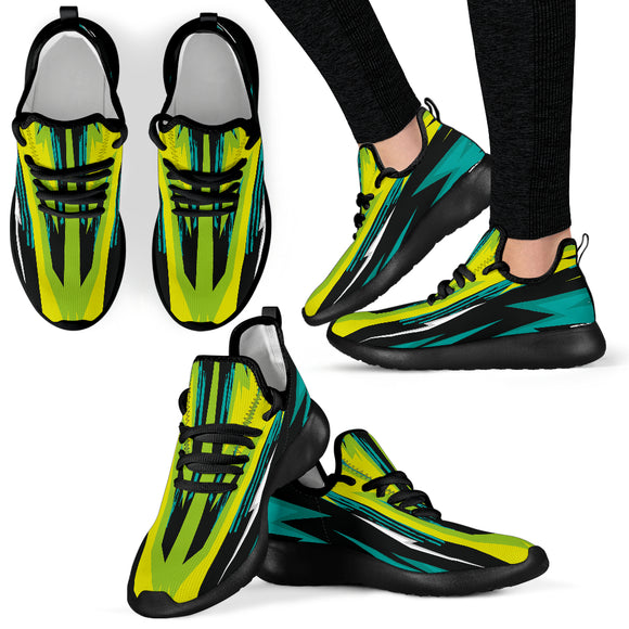 Racing Style Lime Green Mesh Knit Sneakers
