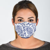 White and Blue Paisley Style Bandana Design Protection Face Mask