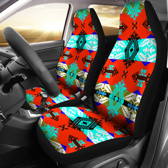 Turquoise Fire Car Seat Covers