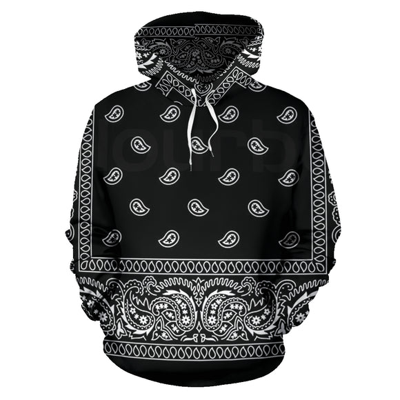 Black and White Bandana Style All Over Hoodie