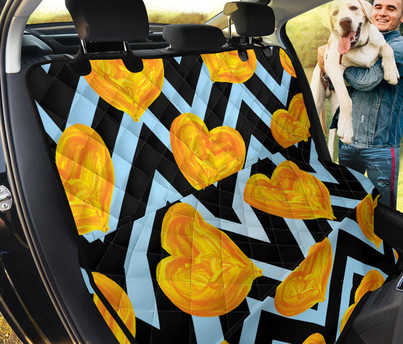 Golden Blue Hearts Lovers Pet Seat Cover