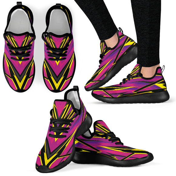 Racing Style Purple & Yellow Colorful Vibe Mesh Knit Sneakers