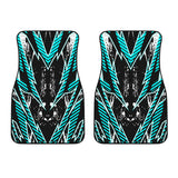 Racing Style Ice Blue & Black Stripes Vibes Front Car Mats