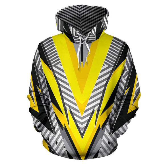 Racing Style Yellow & Grey Special Stripes Vibes All Over Hoodie