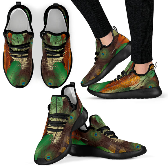 Realistic Green Feather Mesh Knit Sneakers