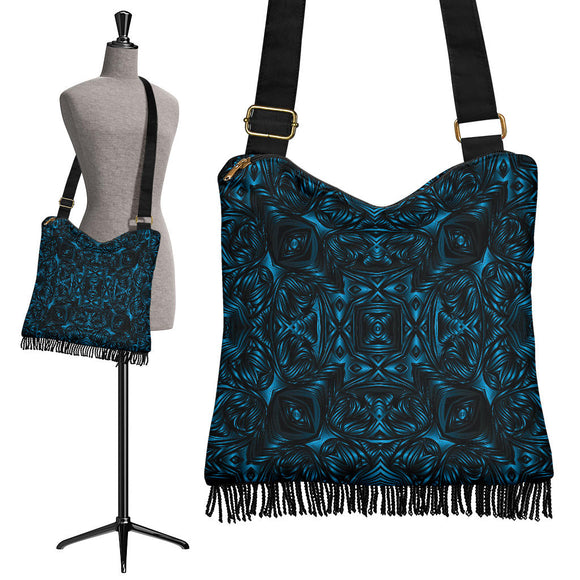 Eclectic Metal Blue Crossbody Boho Handbag