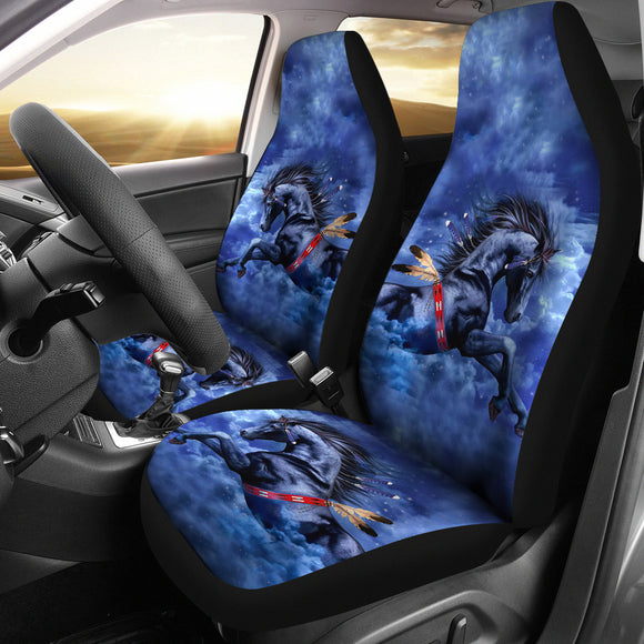 Blue Horse Car Seat Cover