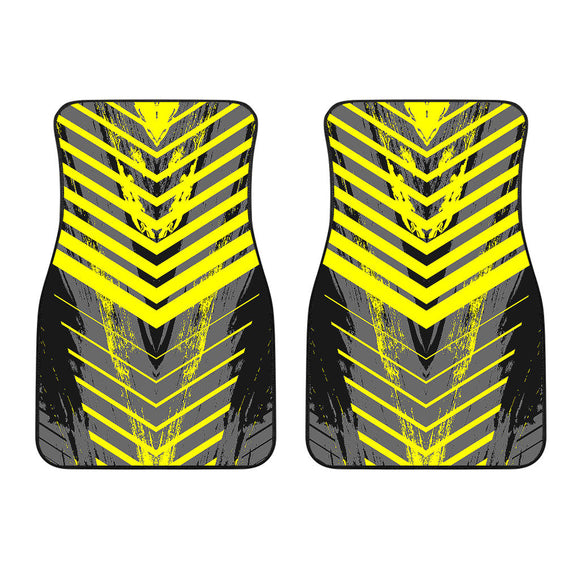 Racing Style Black & Yellow Stripes Vibes Front Car Mats