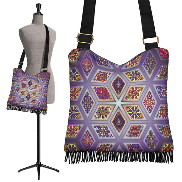 Geometric Violet Crossbody Boho Handbag