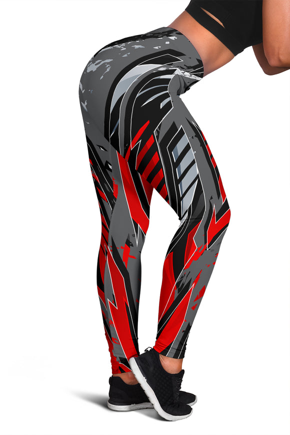 Racing Style Wild Red & Black & Grey Colorful Vibe Women's Leggings