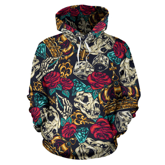 King & Skull With Rose Fashion Design All Over Hoodie