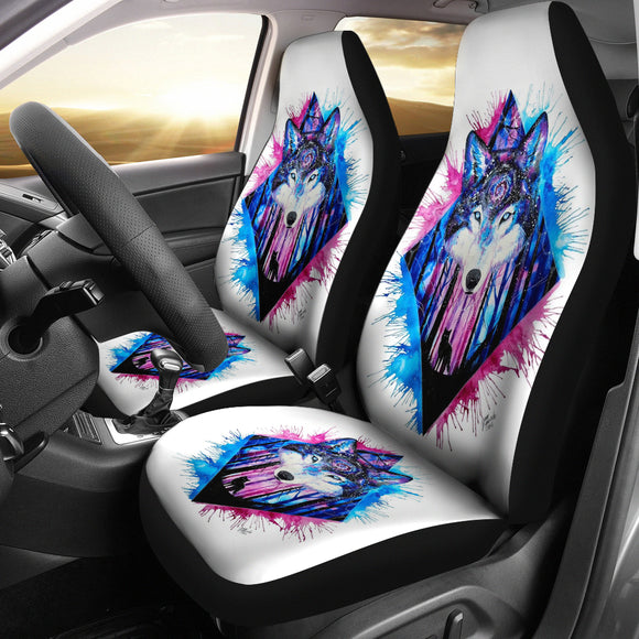 Colorful Wolf Car Seat Cover