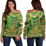 Glamour Green Mandala Women's Off Shoulder Sweater