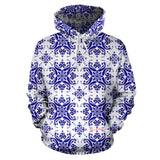 Amazing Traditional White & Blue Ornaments Vibes Three All Over Hoodie