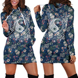 Yin Yang Floral Women's Hoodie Dress