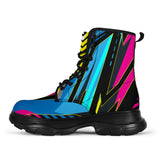 Racing Funky Style Pink & Light Blue Colorful Vibes Chunky Boots