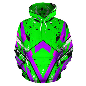 Racing Style Purple & Neon Green Vibes All Over Hoodie