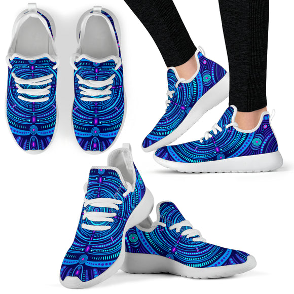 Blue Colored Wind Mesh Knit Sneakers