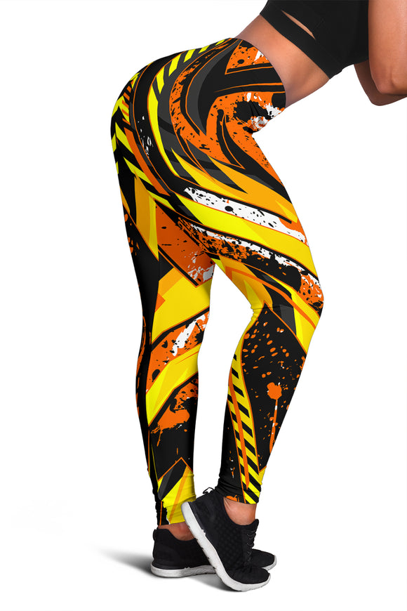 Racing Style Wild Orange & Yellow Vibes Women's Leggings
