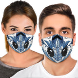 Luxurious Paisley Ornamental Design White & Blue Premium Protection Face Mask