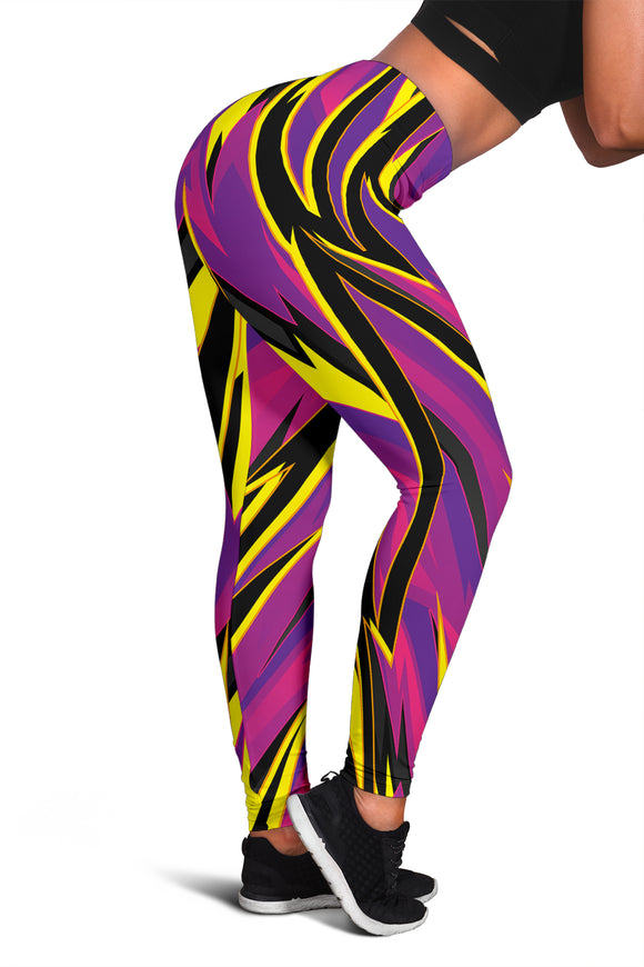 Racing Style Purple & Yellow & Pink Colorful Vibe Women's Leggings
