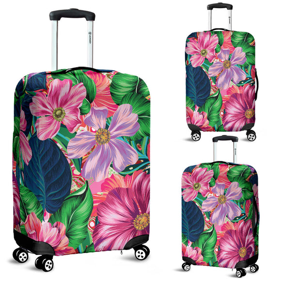 Flowery Pink Luggage Cover