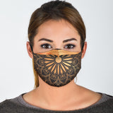 Golden Luxurious Mandala Design Two Protection Face Mask