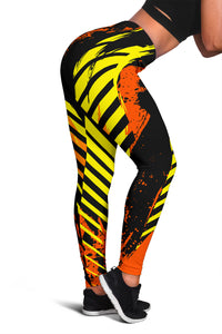 Racing Urban Style Yellow & Orange & Black Colorful Vibe Women's Leggings