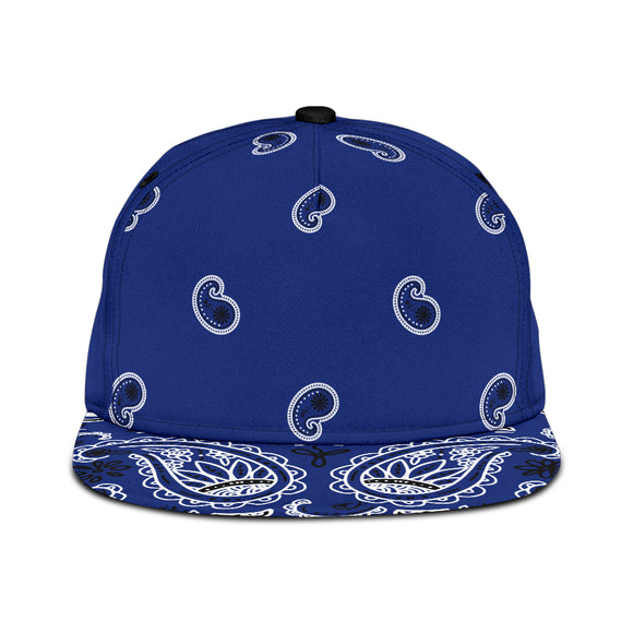 Luxury Royal Deep Blue Bandana Style Paisley Design Snapback Hat