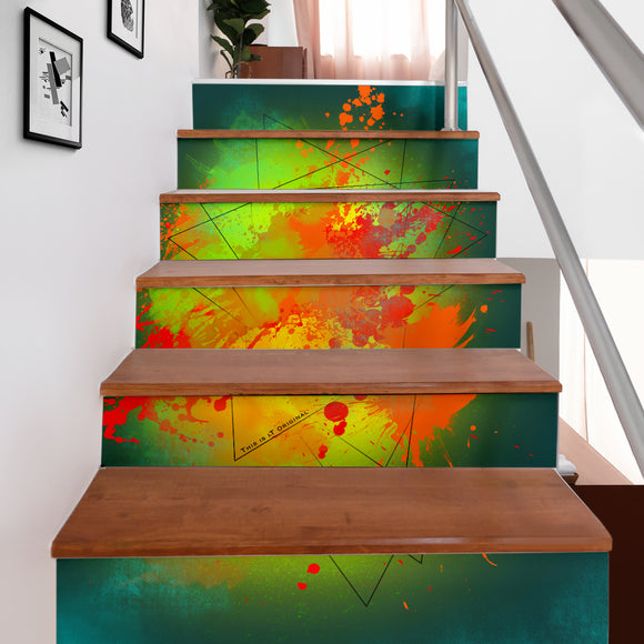 Deep Ocean Green Fresh Street Art Design Stair Stickers (Set of 6)