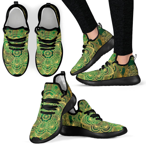 Glamour Green Mandala Mesh Knit Sneakers
