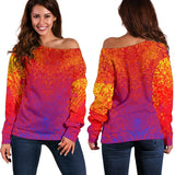 Colorful Orange Love Vibes Women's Off Shoulder Sweater