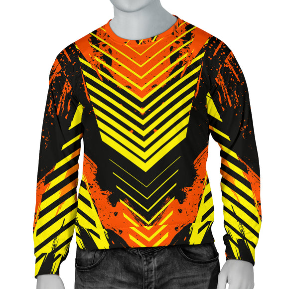 Racing Urban Style Orange & Yellow Stripes Vibes Men's Sweater