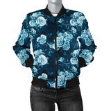 Luxury Blue Floral Lovers Women's Bomber Jacket